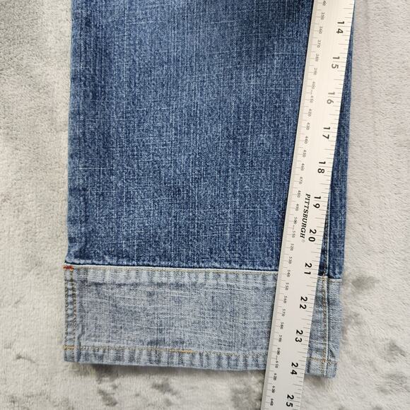 Vintage 90s Unionbay Jeans Womens 13 Juniors Crop Double Button Two-Tone Hem - Picture 9 of 11